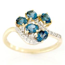 1.22Ct London Blue Topaz & 22 Diamond 9K Gold Ring (JEW-9079X)
