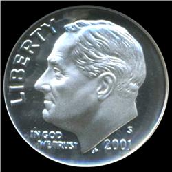 2001S Silver Roosevelt Dime Graded NGC PR69 DCAM (COI-4789)