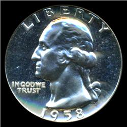 1958 Washington 25c Proof Quarter Coin Graded ICG PR70 With Light Cameo (COI-5348)