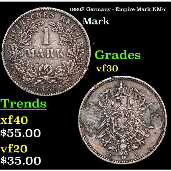 1886F Germany - Empire Mark KM-7 Grades vf++