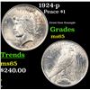 Image 1 : 1924-p Peace Dollar $1 Grades GEM Unc