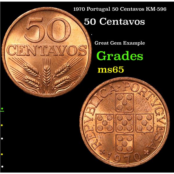 1970 Portugal 50 Centavos KM-596 Grades GEM Unc