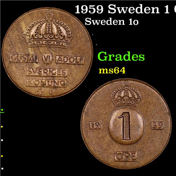 1959 Sweden 1 Ore KM-820 Grades Choice Unc