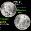Image 1 : 1922-p Peace Dollar $1 Grades GEM Unc