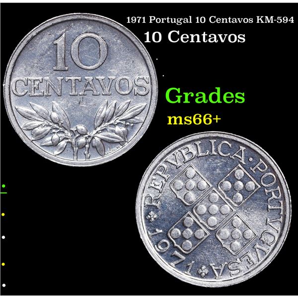 1971 Portugal 10 Centavos KM-594 Grades GEM++ Unc