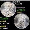 Image 1 : 1924-p Peace Dollar $1 Grades GEM Unc