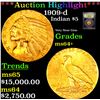 Image 1 : ***Auction Highlight*** 1909-d Gold Indian Half Eagle $5 Graded Choice+ Unc BY USCG (fc)