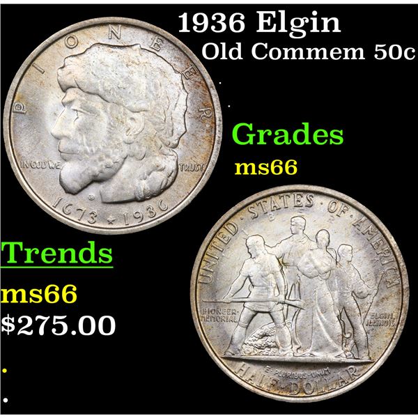 1936 Elgin Old Commem Half Dollar 50c Grades GEM+ Unc