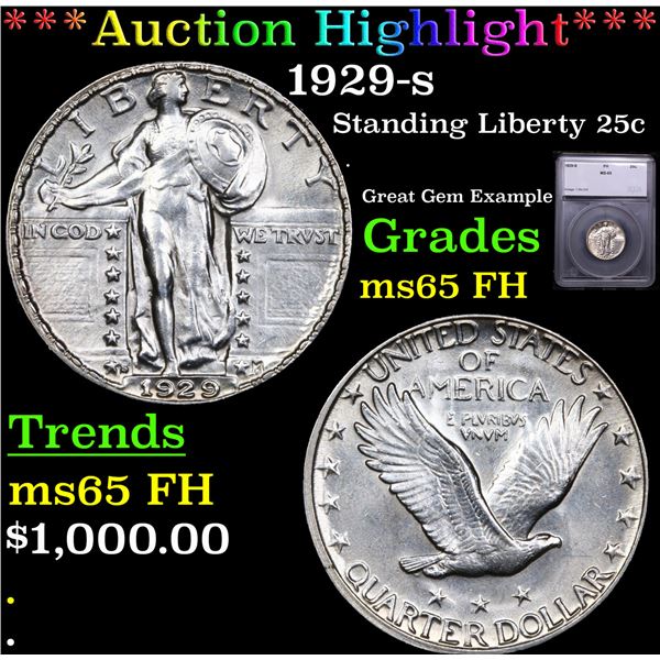 ***Auction Highlight*** 1929-s Standing Liberty Quarter 25c Graded ms65 FH BY SEGS (fc)