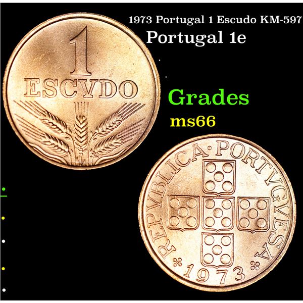 1973 Portugal 1 Escudo KM-597 Grades GEM+ Unc