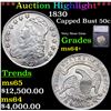 ***Auction Highlight*** 1830 Capped Bust Half Dollar 50c Graded ms64+ BY SEGS (fc)