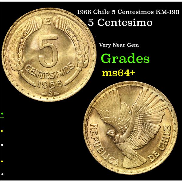1966 Chile 5 Centesimos KM-190 Grades Choice+ Unc