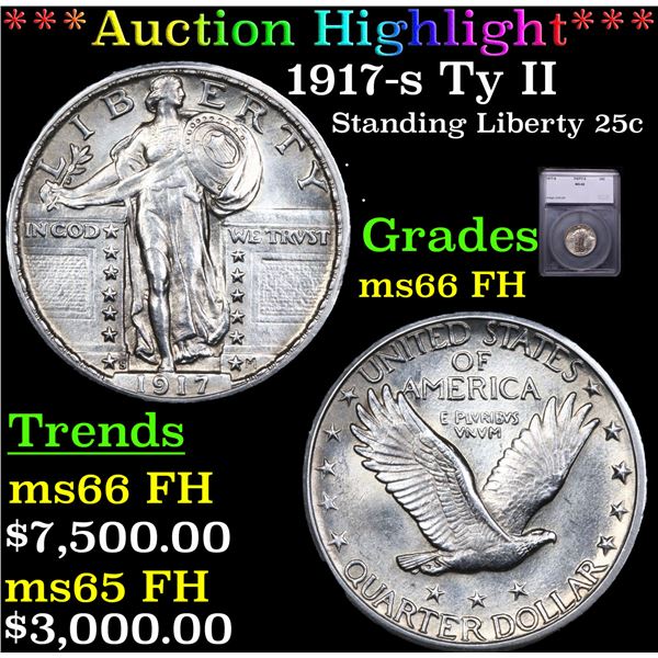 ***Auction Highlight*** 1917-s Ty II Standing Liberty Quarter 25c Graded ms66 FH BY SEGS (fc)