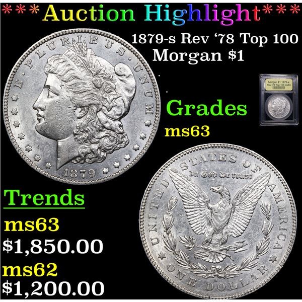 ***Auction Highlight*** 1879-s Rev '78 Top 100 Morgan Dollar $1 Graded Select Unc By USCG (fc)