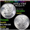 Image 1 : ***Auction Highlight*** 1878-p 7/8tf Morgan Dollar $1 Graded ms64+ By SEGS (fc)