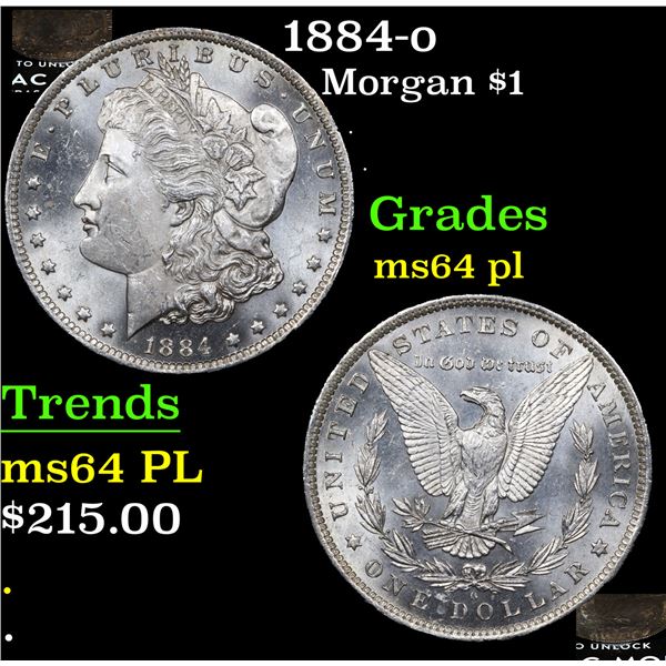 1884-o Morgan Dollar $1 Grades Choice Unc PL