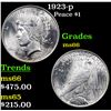 Image 1 : 1923-p Peace Dollar $1 Grades GEM+ Unc