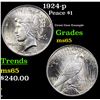 Image 1 : 1924-p Peace Dollar $1 Grades GEM Unc