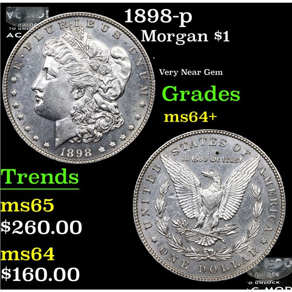 1898-p Morgan Dollar $1 Grades Choice+ Unc