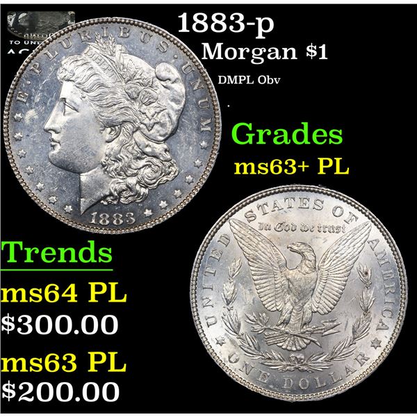 1883-p Morgan Dollar $1 Grades Select Unc+ PL