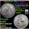 ***Auction Highlight*** 1814/3 Capped Bust Half Dollar O-101a Rainbow Toned 50c Graded ms64+ BY SEGS