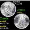 Image 1 : 1923-p Peace Dollar $1 Grades GEM+ Unc