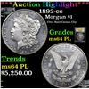 Image 1 : ***Auction Highlight*** 1892-cc Morgan Dollar $1 Graded Choice Unc PL BY USCG (fc)