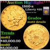 ***Auction Highlight*** 1860-s Gold Liberty Double Eagle $20 Graded ms62 details BY SEGS (fc)
