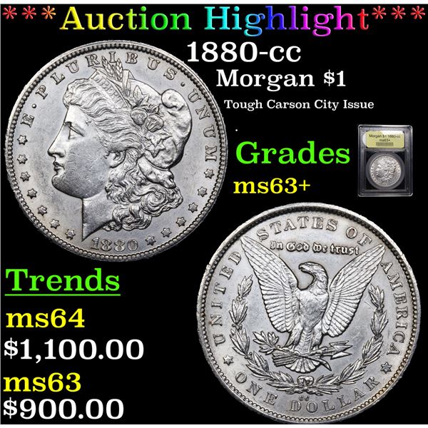***Auction Highlight*** 1880-cc Morgan Dollar $1 Graded Select+ Unc BY USCG (fc)