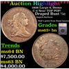 Image 1 : ***Auction Highlight*** 1806 Large 6, Stems C-4 Draped Bust Half Cent Near TOP POP! 1/2c Graded ms63