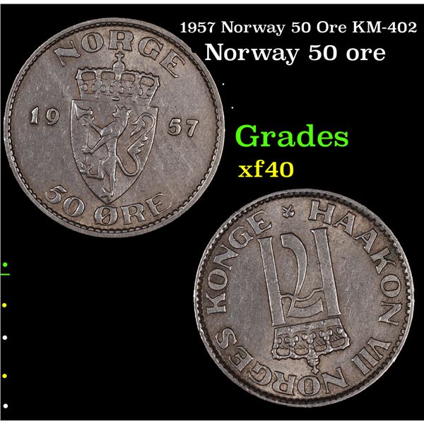 1957 Norway 50 Ore KM-402 Grades xf