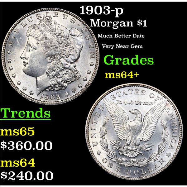 1903-p Morgan Dollar $1 Grades Choice+ Unc