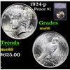 Image 1 : 1924-p Peace Dollar $1 Graded ms66 By SEGS