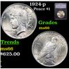 Image 1 : 1924-p Peace Dollar $1 Graded ms66 By SEGS