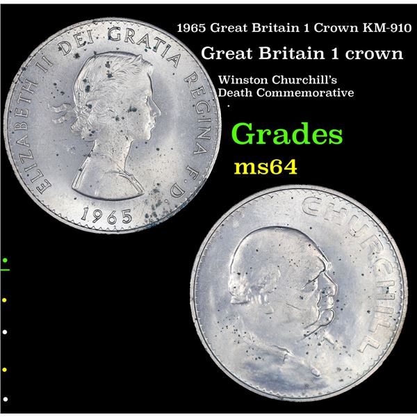 1965 Great Britain 1 Crown KM-910 Grades Choice Unc