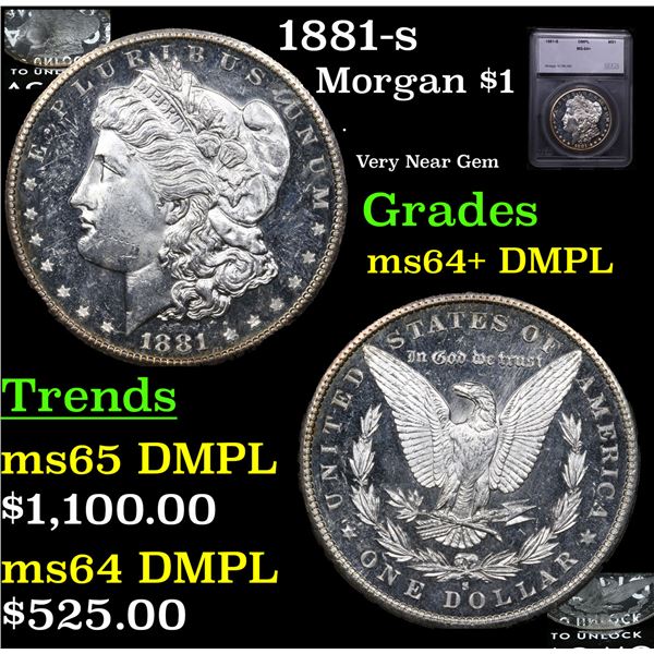 1881-s Morgan Dollar $1 Graded ms64+ DMPL BY SEGS