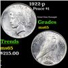 Image 1 : 1922-p Peace Dollar $1 Grades GEM Unc
