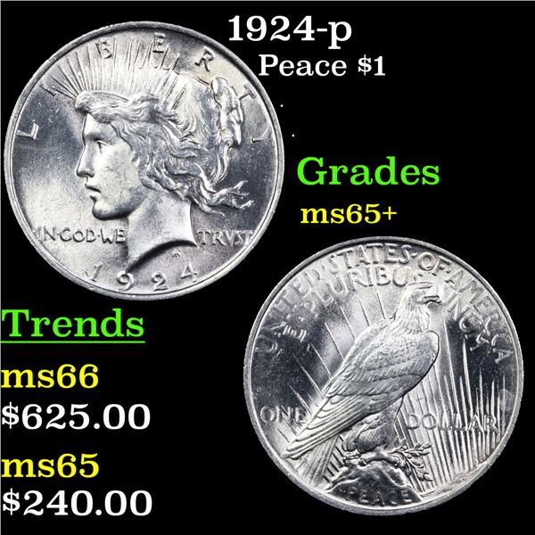 1924-p Peace Dollar $1 Grades GEM+ Unc