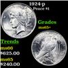Image 1 : 1924-p Peace Dollar $1 Grades GEM+ Unc