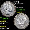 Image 1 : 1916-p Barber Quarter 25c Grades Choice+ Unc