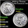 Image 1 : 1935-p Texas Old Commem Half Dollar 50c Graded ms66+ BY SEGS