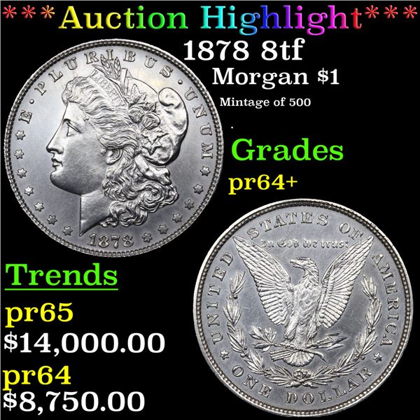 Proof ***Auction Highlight*** 1878 8tf Morgan Dollar $1 Graded pr64+ BY SEGS (fc)