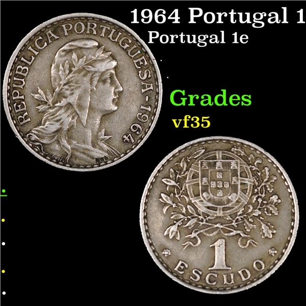 1964 Portugal 1 Escudo KM-578 Grades vf++