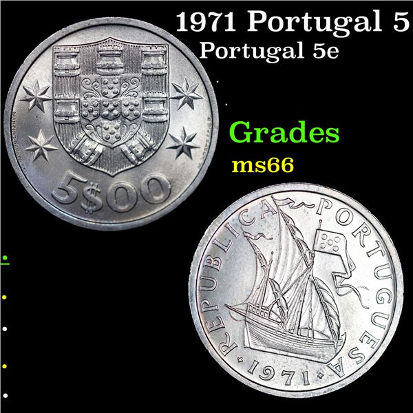 1971 Portugal 5 Escudos KM-591 Grades GEM+ Unc