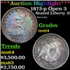 Image 1 : ***Auction Highlight*** 1873-p Open 3 Seated Liberty Quarter 25c Graded Choice Unc BY USCG (fc)