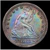Image 2 : ***Auction Highlight*** 1873-p Open 3 Seated Liberty Quarter 25c Graded Choice Unc BY USCG (fc)