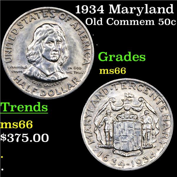 1934 Maryland Old Commem Half Dollar 50c Grades GEM+ Unc