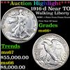 ***Auction Highlight*** 1916-d Walking Liberty Half Dollar Near TOP POP! 50c Graded ms66+ BY SEGS (f