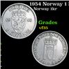 1954 Norway 1 Krone KM-397.2 Grades vf++