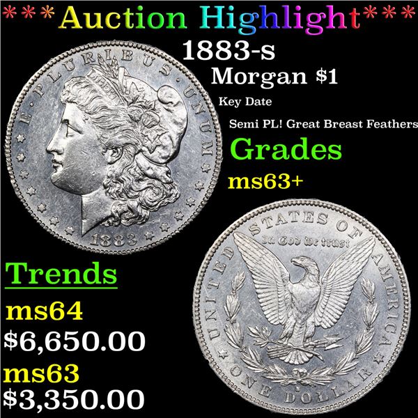 ***Auction Highlight*** 1883-s Morgan Dollar $1 Graded ms63+ By SEGS (fc)